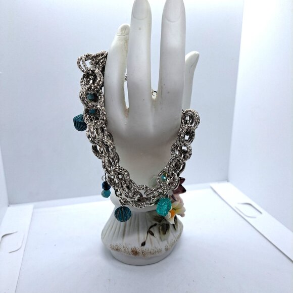Teal my Heart Away charm bracelet silver tone - Picture 4 of 4